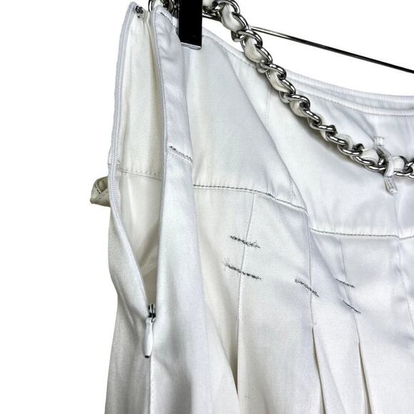 Alberto Makali White Gathered Ruched Bubble Skirt Chain Belted Women's 6 - Picture 5 of 7